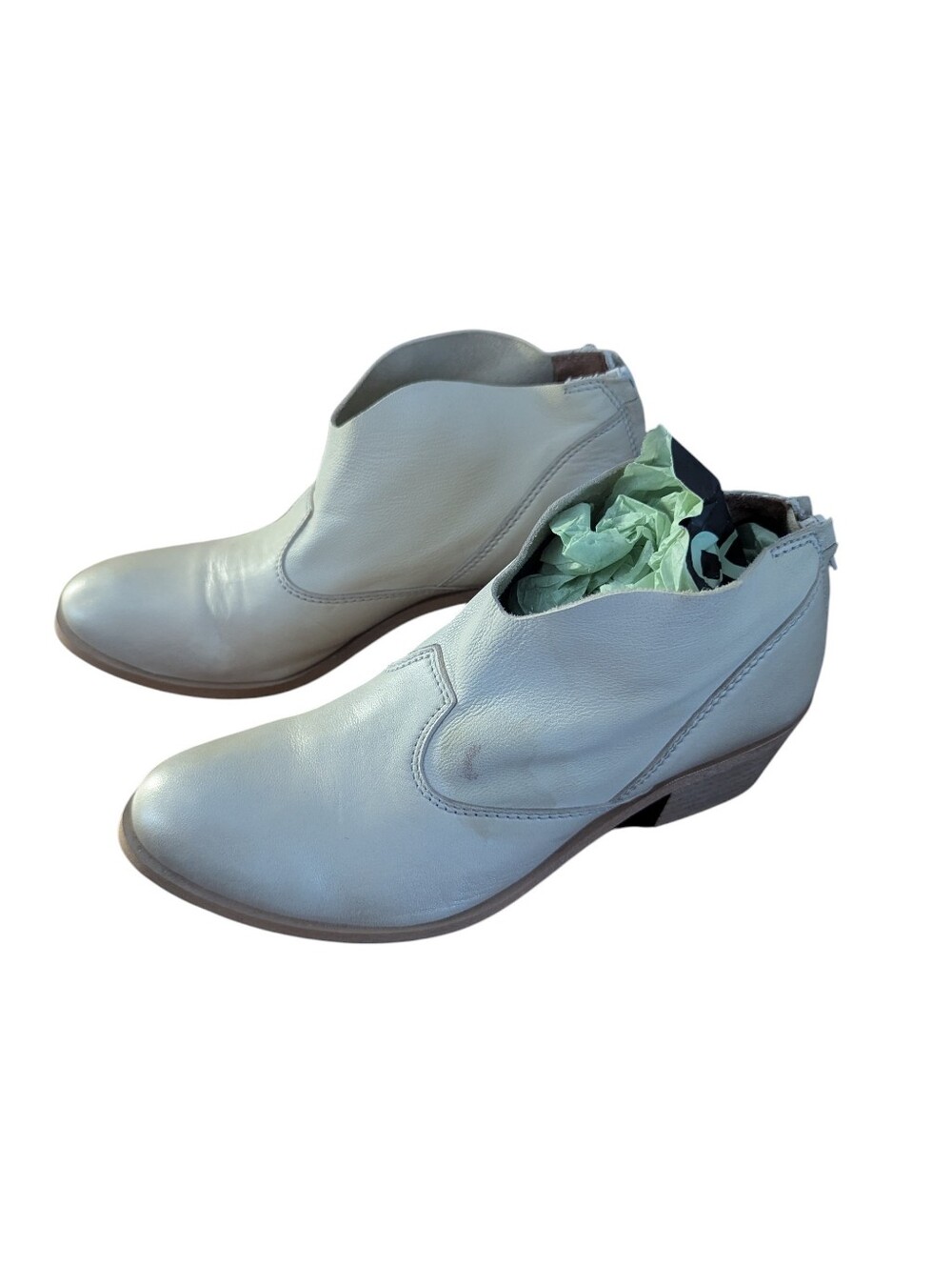 Rebels, Ivory Pearl,Leather Ankle Booties, Size 37